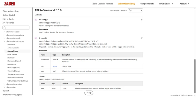Zaber Motion Library API screenshot