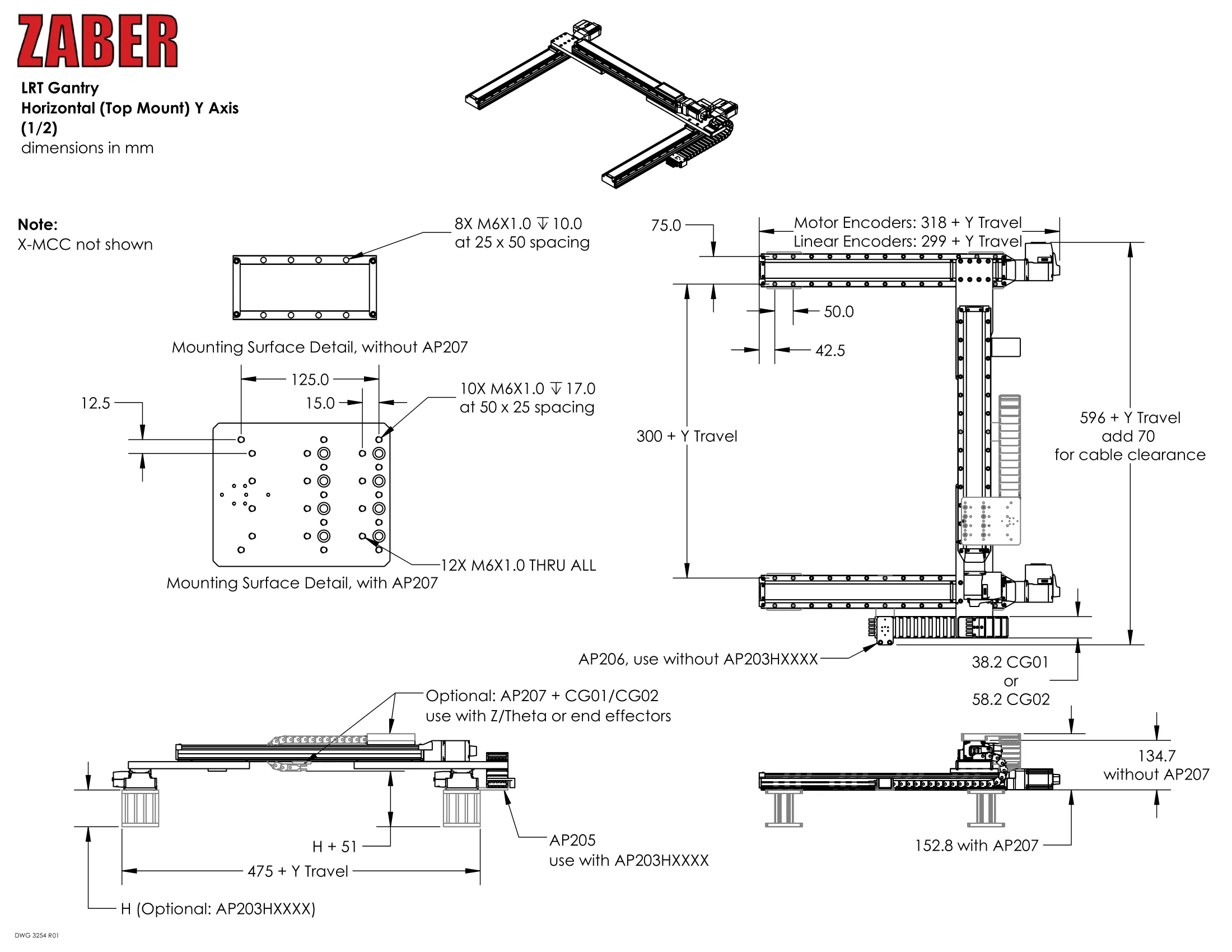 Drawing dimensions-LRT-GANTRY-Horizontal-Y-axis