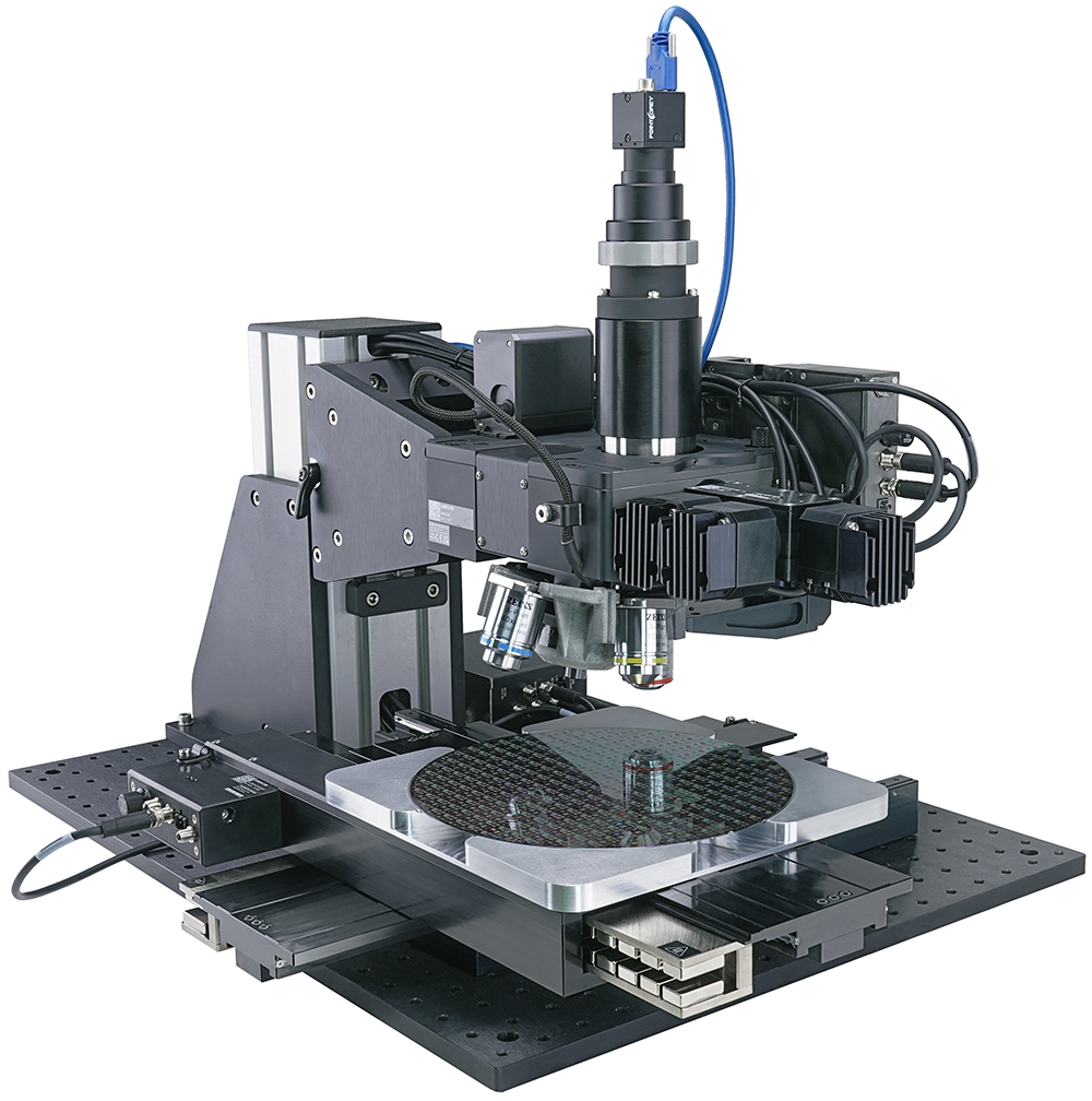 Upright Nucleus microscope with silicon wafer