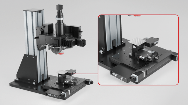 Upright microscope with platform to move sample in 6 DOF