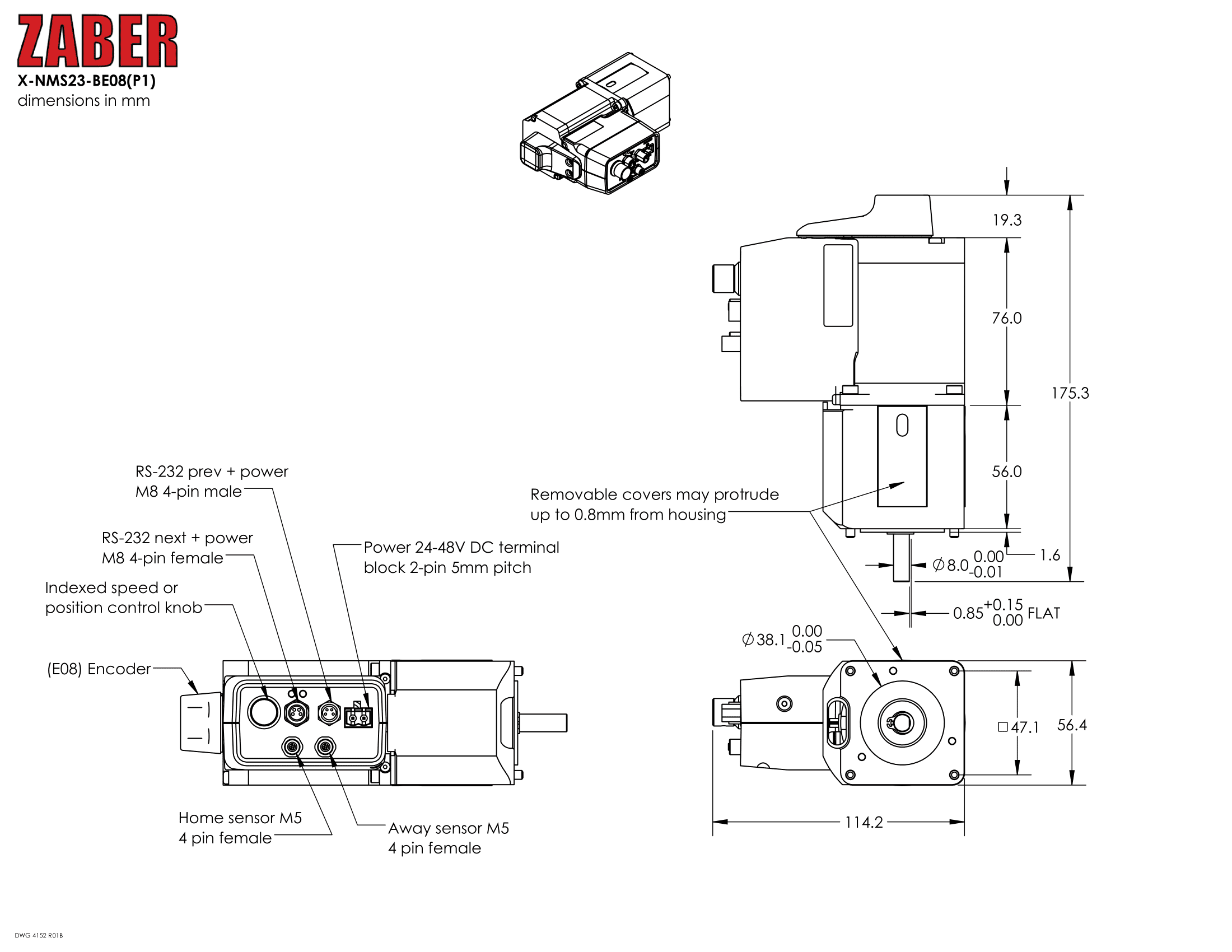 X-NMS23-BE08P1 Specifications - Zaber