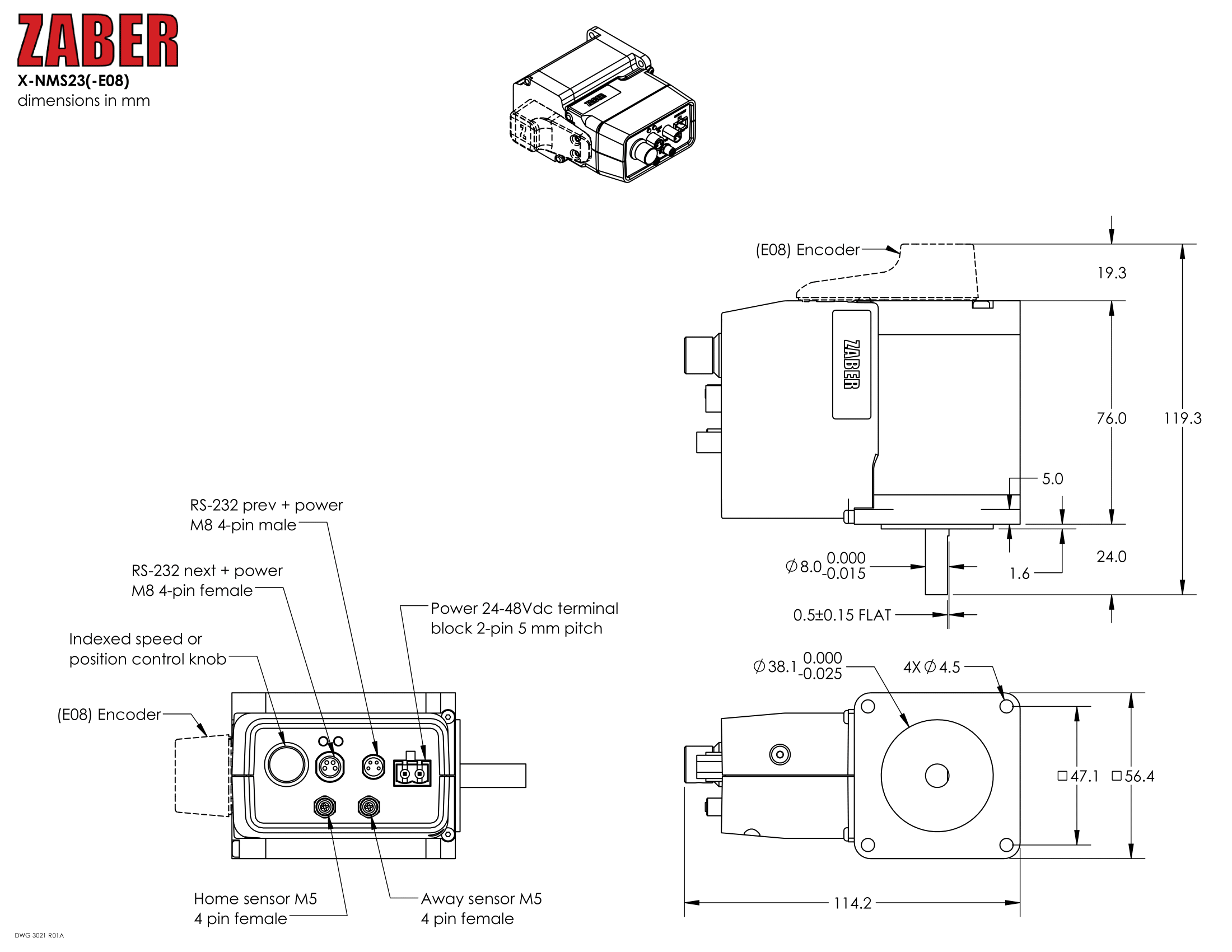 X-NMS23-E08P1 Specifications - Zaber