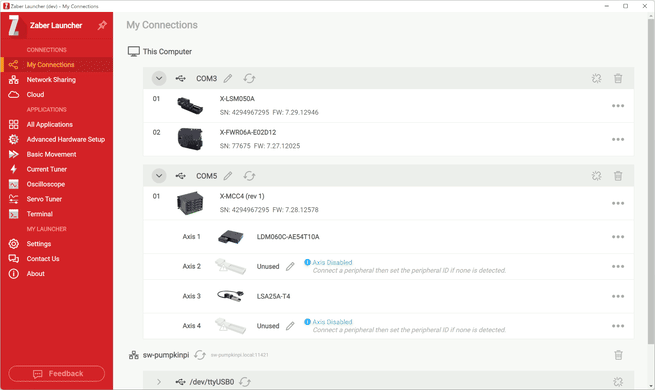 Zaber Launcher animation