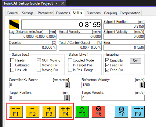 NC Axis Online Jog Buttons