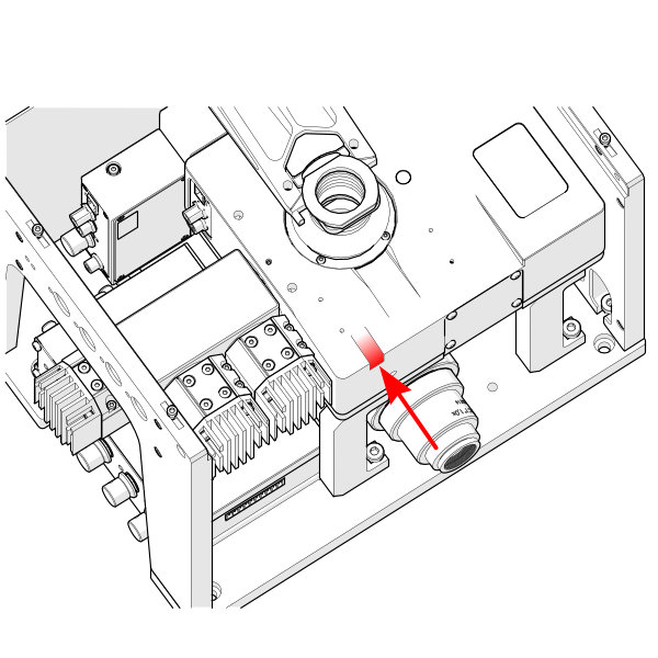 The cable connection to the turret must pass through the indicated channel to avoid pinching it against the FCR housing.