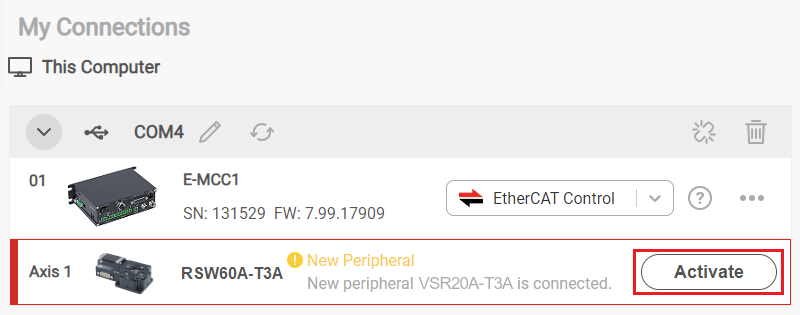 Zaber Launcher Activate Button