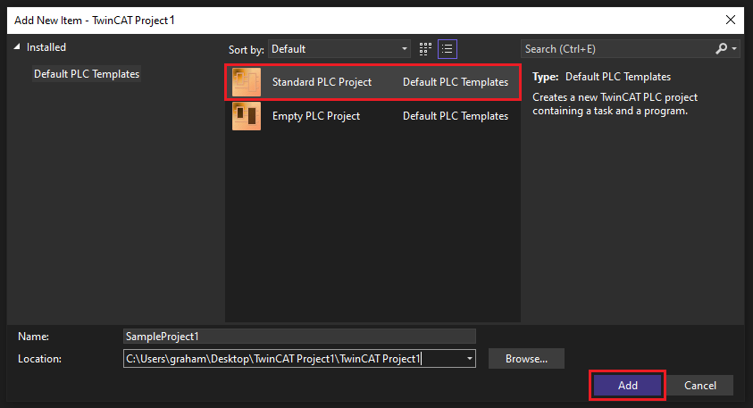 Add Project Dialog