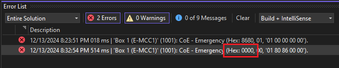 Homing Completed Emergency Message
