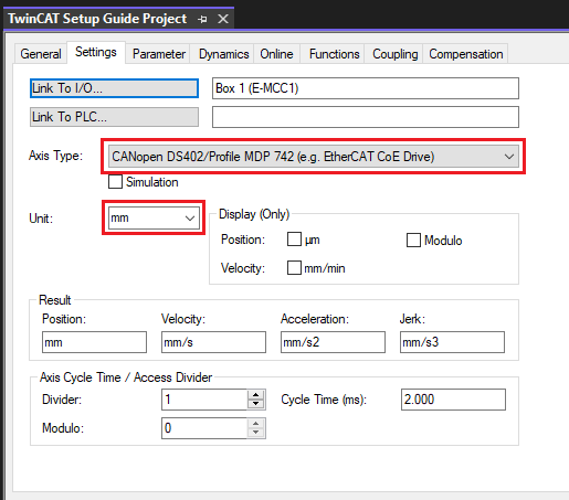 NC Axis Type Setting