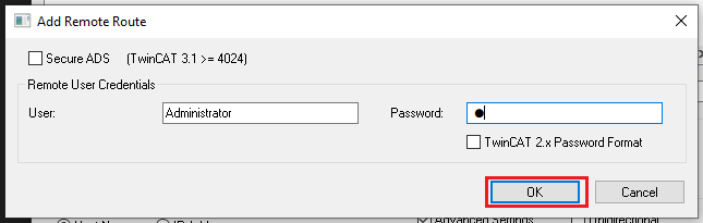 Add Route Credentials Dialog