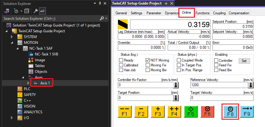 NC Axis Online Reset Button