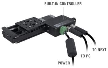 alt:The Zaber X-LSM stage with integrated controller and driver