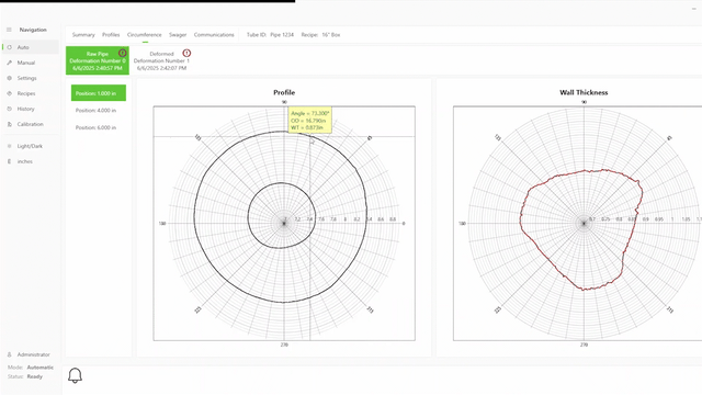 Pipe inspection interactive graph