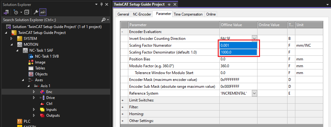 NC Axis Scaling Factors
