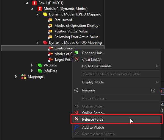 ControlWord Release Force