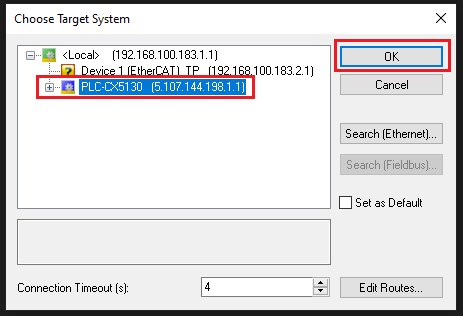Choose Target System Dialog