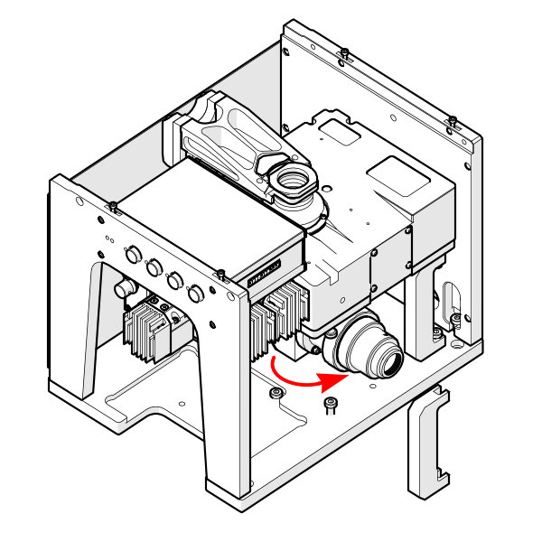 Rotate the MTC90x by 90 degrees, then tighten the retention screw to lock it in place.
