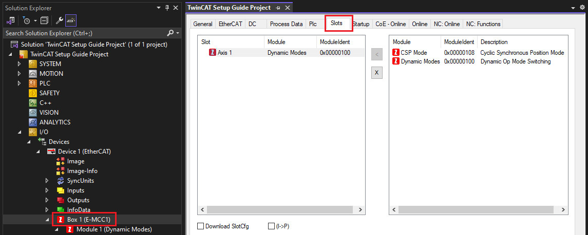 Slave Device Slots Tab