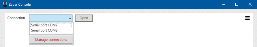 ZaberConsole SelectPort Serial.png