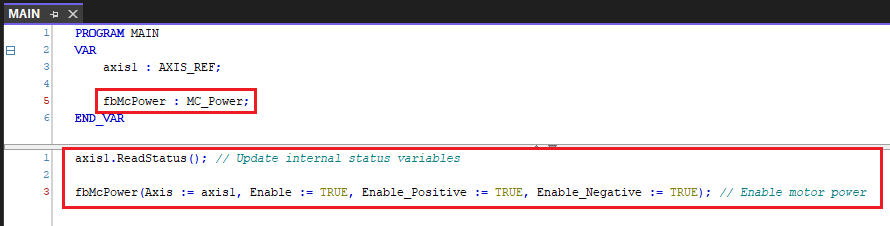 PLC Project MC_Power Variable