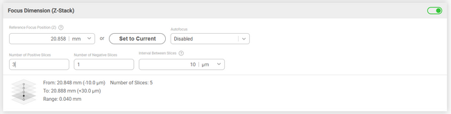 Multi-D Acquisition tool focus control UI