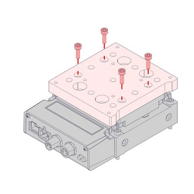 Attach the AP279 adaptor plate using 4 x M3 x 10 screws.