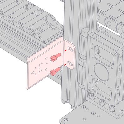 Install the AP235 support using 2 x M6 x 14 screws and the 5 mm hex key. Slide the support along the extrusion to the desired locations, then tighten the fasteners.