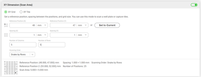 Multi-D Acquisition tool XY grid UI
