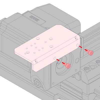 Attach the AP237 moving support plate to the Y-axis pulley housing using 2 x M4 x 8 screws and the 3 mm hex key.