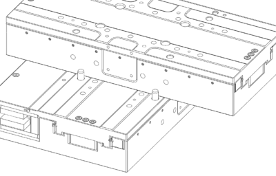2. Align the edge of the upper-axis stage with the dowel pins.