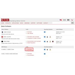 From the Zaber software page, follow the links for the X-USBDC driver download.