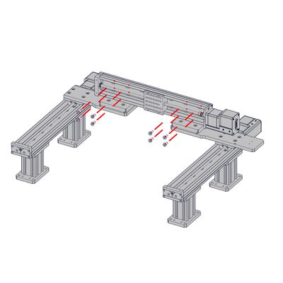 Using eight M6 x 12 low profile screws (provided with the AB208), loosely assemble the Y-axis stage to the AB208 brackets.