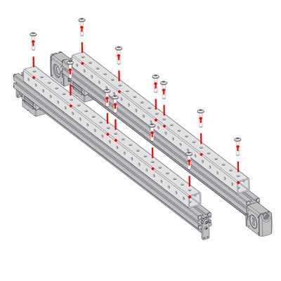 Install the AP244 bracing onto each Y-axis stage with M8 x 45 Flanged button cap screws and a 5 mm hex key.