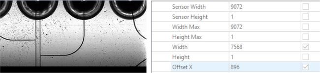 Black bars on TDI scan image indicating offsets needs adjustment