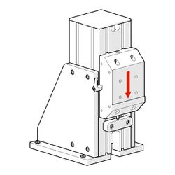 Gently lower the mounting block until the fine positioning screw makes contact with the safety stop.