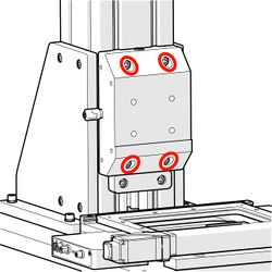 Loosen the screws holding the MKR mounting block to the MTR upright column by one turn only.