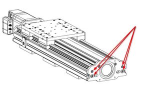 For any length stages: You may remove the end plate to remove the drive screw cover. Remove the four screws holding the end plate to the extrusions and slide the end plate and drive screw cover out of the end of the stage.