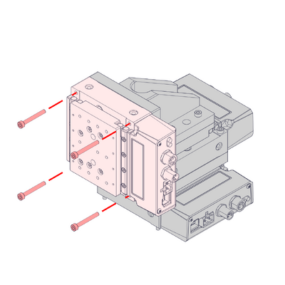 Attach the Z-axis stage using the 4x M3x25 mm screws and a 2.5 mm hex key.