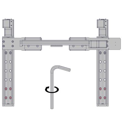Snug the accessible mounting screws for all X-axis stages (those at the far end of travel). Note: These will be loosened again.