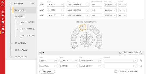 Zaber console joystick tab