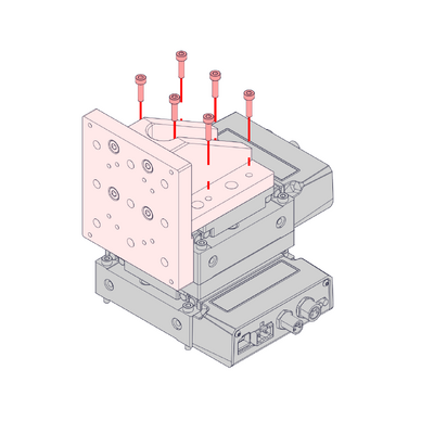 Attach the AB280 Z-axis bracket to the Y-axis using the 6x M3x12 mm screws and a 2.5 mm hex key.