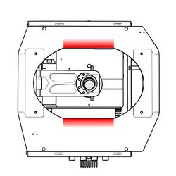 Use the installed AP250 stage mounting plate to lift MVR frame out of the case while holding the indicated edges.