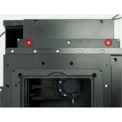 Use the X-JOY3 joystick to reposition the lower axis of the XY stage and expose the remaining stage mounting screw holes. Install the remaining two screws.