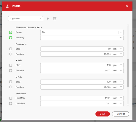 Multi-D Acquisition tool preset management UI