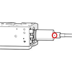 Tighten the light guide retaining screw on the MLG3A.