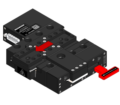 While compressing the counterbalance, remove the travel lock out the side. Retain this part for future use.