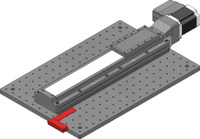 Using the included machinist's square, align the X-axis stage to an edge of the breadboard or other reference edge.