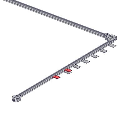 Sliders should be installed on top of cable guide supports in the 'home' end of travel where the cable guide may sag downwards.