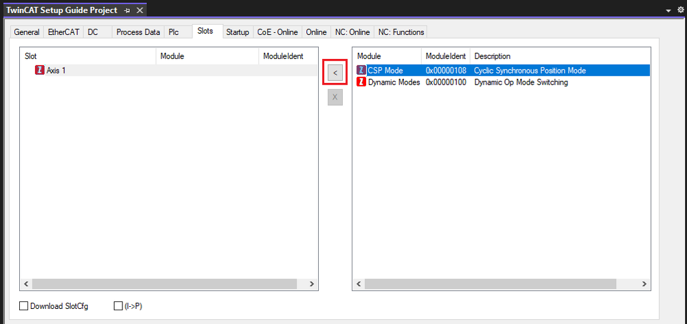 Assign Module Button