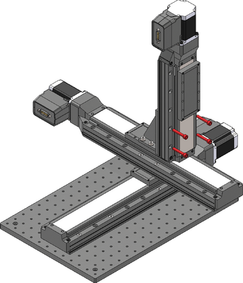 Attach the Z-axis stage using the provided M6 screws and a 5 mm hex key.